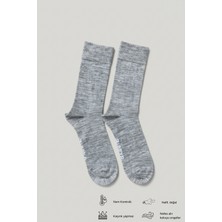 Allunique Erkek Gri Melanj Doğal Merino Yün Ince Dikişsiz Soket Çorap