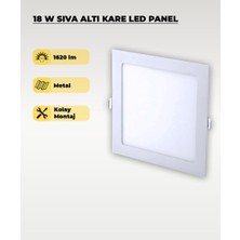 AC Aydınlatma 18W Sıva Altı Kare Slim Led Panel Beyaz Işık