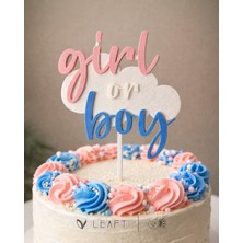 Leaft Design Girl Or Boy Pasta Süsü – Cinsiyet Partisi Pasta Topper – Gender Reveal Baby Shower Süsü