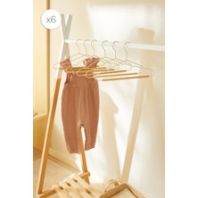 Ocean Home Textile 6'lı Ahşap Destekli Mat Beyaz Renk Kauçuk Kaplamalı Metal Çocuk Giysi Askısı 18x32x0.3  cm