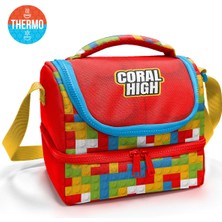 Coral High Kids Renkli Blok Desenli Thermo Iki Katlı Beslenme Çantası 37216