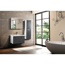 ACA Tasarım Capella 80CM Beyaz Antrasit Banyo Dolabı Takımı Boy Dolapsız