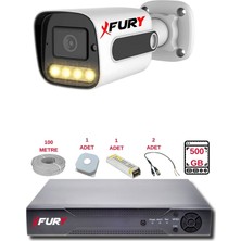 Fury 1 Kameralı Set Full Hd Gece Renkli Görüş-Cepten Izle - Su Geçirmez Güvenlik Kamerası Seti 500GB