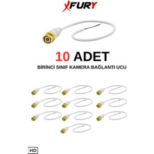 Fury A Kalite Kablolu BNC Konnektör 10 Adet Beyaz Renkli Güvenlik Kamera Bağlantı Ucu