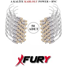 Fury 50 Adet A Kalite Kablolu Hazır BNC + Power Jack Konnektör Beyaz Renkli Güvenlik Kamerası Seti