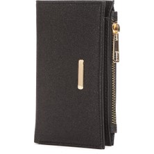 Newish Polo Kadın Simli Fermuar Bölmeli Cüzdan ve Kartlık -NEWPOLO398