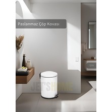 Jet's Home Pedallı Banyo Çöp Kovası Paslanmaz 12 Lt Mutfak Çöp Kutusu Beyaz