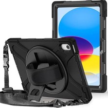 Arabulalaca Ipad Air 4. Nesil 10.9 Kılıf Shockproof 3 Katmanlı Standlı Zırh Kılıf Kalem Yerl Siyah