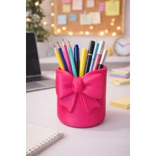 Printlabtr Fiyonklu Dekoratif Makyaj Fırçası Organizeri – Masaüstü Kozmetik Düzenleyici Fırçalık / Kalemlik