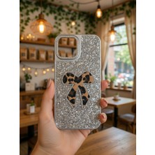 KumOziShop iPhone 12 Promax Uyumlu Fiyonklu Taşlı Simli Kılıf