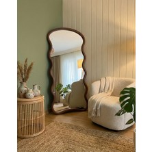 Ersan Dizayn Ceviz Ahşap Çerçeve Dalgalı Model Ayaklı Boy Aynası 80X180