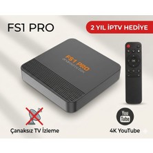FS1PRO Teknoloji FS1PRO Android Box 4K - 2 Yıl Free Iptv Hediye Media Player - Çanaksız Tv Izle