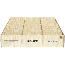 Kızılelma Teknik Relife RL-001B Pro 24 Bölmeli Ahşap Dayanıklı Çok Fonksiyonlu Cep Telefonu Saklama ve Yönetim Kutusu