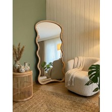 Ersan Dizayn Naturel Ahşap Çerçeve Dalgalı Ayaklı Boy Aynası 80X180