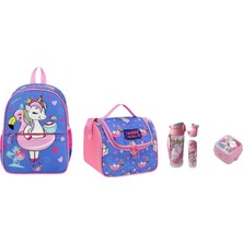 GENC DIJITAL BASKI Unicorn Anaokul Çantası-Beslenme Çantası Su Matarası ve Beslenme Kabı