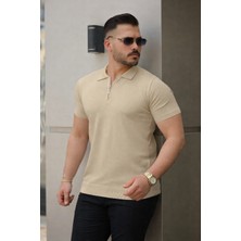Comstar Erkek Fermuarlı Polo Yaka Slim Fit Triko T-Shirt