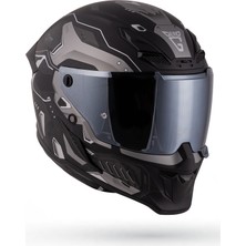 Inferno Berserck Mat Siyah-Antrasit Polikarbon Güneş Vizörlü Kapalı Kask M 4 Mevsim Kullanıma Uygun