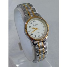 Vegans Çelik Kordonlu, Altın Sarılı, Kadranı Beyaz, 3 Atm Su Geçirmez, 2 Yıl Garantili Kadın Kol Saati