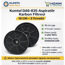 Hgnm E-Trading Kumtel DA6-835 Lotus Aspiratör Karbon Filtresi 16 cm 3 Tırnaklı – DA6KDAC33R Sertifika Kodlu Uyumlu Davlumbaz Karbon Filtre Seti (2 Adet)