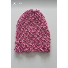 Mrey Pembe El Yapımı File Örgü Boncuklu Yazlık Şapka - Kadın File Bere – File Şapka - Tığ Işi, Kadın