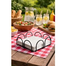 Atacı Kare Siyah Peçetelik Metal Siyah Renkli Tezgah Masa Üstü Peçetelik 1 Adet