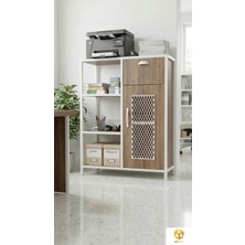 Ayz Rex Raflı Çekmeceli Dolaplı Ofis Dolabı Yazıcı Masası Pikap Sehpası Yazıcı Dolabı Beyaz- Cafe Legna