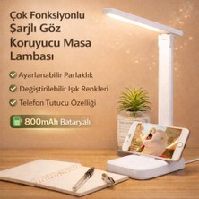 Coofbe Ayarlanabilir 3 Renkli Işık Şarjlı Masa Lambası Dokunmatik Katlanabilir Şarjlı Masa Lambası