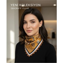 Tarzını Seç Makro Çiçek Model Dekoratif Kenar Tasarımlı Fular 48X48 cm