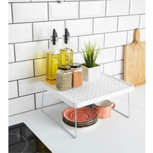 Deyhome Metal Ayaklı Plastik Gövdeli Dolap Içi Raf Düzenleyici Büyük Boy (28*30*15 Cm)