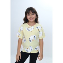 Toontoy Kız Çocuk Kuş Pano Baskılı Tişört