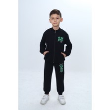 Toontoy Erkek Çocuk Göğüsü Kabartma Baskılı Fermuarlı Eşofman Takım