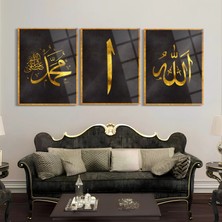 Shiny Art Allah Muhammed Elif 3'lü Set Islami Cam Tablo - ISL031