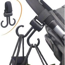 Eco Lounge 2 Kancalı Askı Bebek Arabasına Uyumlu Cırtlı  Eşya Taşıma Aparatı 360 Derece Dönebilen Plastik Kanca