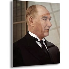 Shiny Art Atatürk Portre Cam Tablo – Uv Baskılı Temperli Cam Duvar Dekoru | Kararlı Bakışlarla Anlamlı Tasarım - ATA002