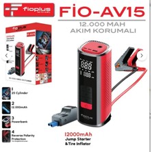 Rigour Fioplus 12000MAH Taşınabilir Akü Takviye Şarjz Cihazı ve Hava Pompası Powerbank Lastik Şişirme Ledli Reflektörlü