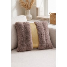 Bonny Home Risa Kahve Kırlent Kılıfı Puffy Pofuduk Dekoratif Yumuşak Koltuk Yastık Kılıfı 45X45