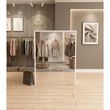 Morepp Harmony Pleksi Detaylı 110 cm Karşılama Bankosu Kasa Resepsiyon Masası Ofis Bankosu Beyaz-Gümüş