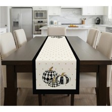 Tarzını Seç Keten Görünümlü Balkabağı Desenli Runner 40X140