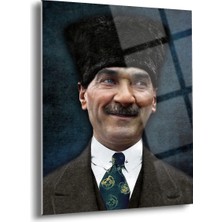 Shiny Art Atatürk Portre Cam Tablo – Uv Baskılı Temperli Cam Duvar Sanatı | Derin ve Anlamlı Bakışlarla Özel Tasarım - ATA003