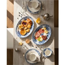 Kütahya Home Blue Romance 2'li 25 cm Desenli Porselen Kayık Salata Takımı – Şık Sofra Seti Mavi Vintage