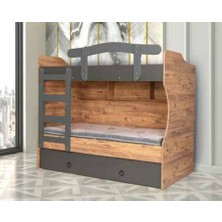 Yuvaset Home Kumsal Önden Merdivenli Ranza Çam/antrasit