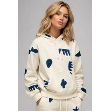 Nike Women's Jordan Artist Series Loose Fit Hoodie Kadın Büyük Beden Kapüşonlu Sweatshirt Beyaz Mavi