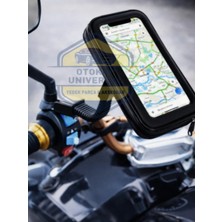 Otokap Universal Motosiklet Telefon Tutucu Su Geçirmez Kılıf Ayna Bağlantılı Motor Bisiklet Telefon Tutacağı
