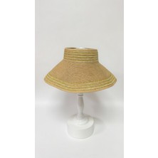 Mollycrush Kadın Camel Simli Şerit Detaylı Hasır Şapka | Geniş Siperli Yazlık Model