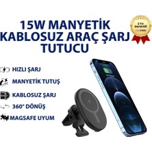 Eıma E-Mc3 15W Manyetik Kablosuz Araç Şarj Tutucu Magsafe Uyumlu 360° Döner Telefon Tutucu