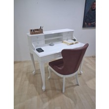 Bengi Ankara Mobilya Çalışma Masa Sandalye 90659 Model Parlak Beyaz Lake Boyalı Masa Gökyüzü Sandalye