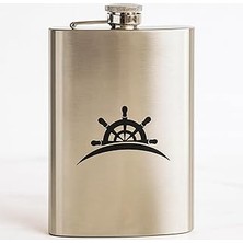 Indispensablely Perlotus 8 Oz 235 cc Hunili Cep Tipi Kapaklı Çelik Gemi Dümeni Temalı Matarası