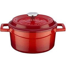 Indispensablely Lava Döküm Yuvarlak Tencere, Trendy, 16CM, Kırmızı