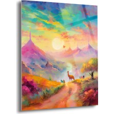 Shiny Art Renkli Yaz Akşamı Cam Tablo - MOD006