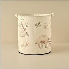 Indispensablely Maison Sloth Hayvan Baskılı%70 Pamuk%30 Polyester Oyuncak Sepeti, Çok Renkli, 36X40 cm